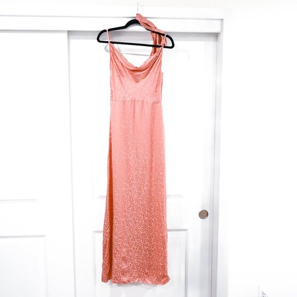 LPA Small 100% Silk Pink Animal Print Cowl Neck Maxi Dress Slip Maxi Dress - Picture 2 of 8